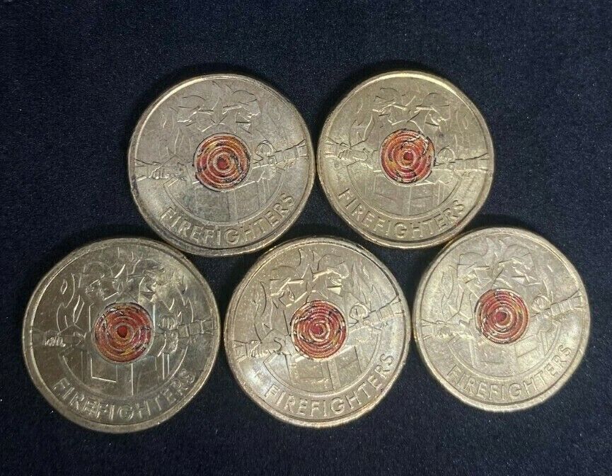 2020 Australian Firefighter Flame Coloured $2 Two Dollar Coin