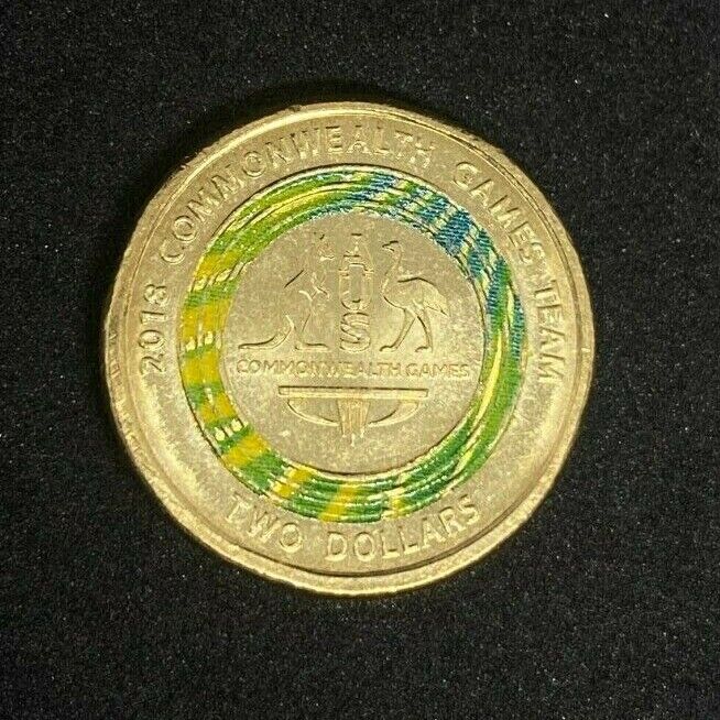 2018 Australian $2 Dollar Coin Commonwealth Games Team Green Gold