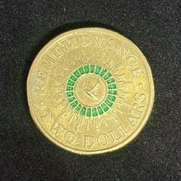 2014 Australian $2 Coin Green Dove Remembrance Day - RARE