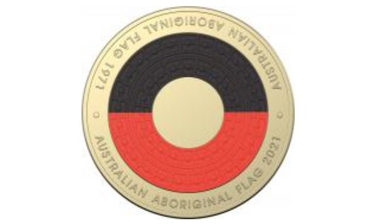2021 $2 Dollar Coin Australian Aboriginal Flag Coloured