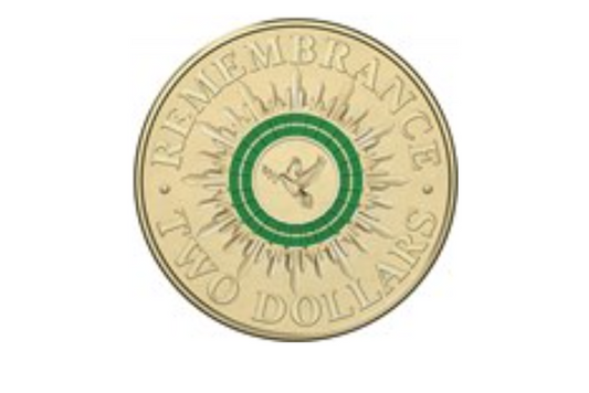 2014 Australian $2 Coin Green Dove Remembrance Day - RARE